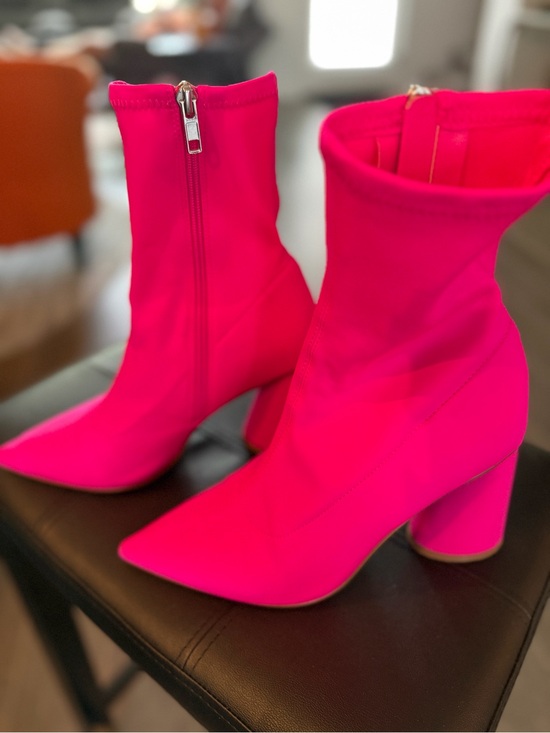 Steve Madden Shoes - Steve Madden Neon Pink Stretch Sock Boot with Block Heel